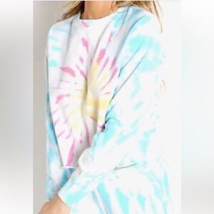 Spiritual Gangster Blue and White Tie-Dye Sweatshirt size small